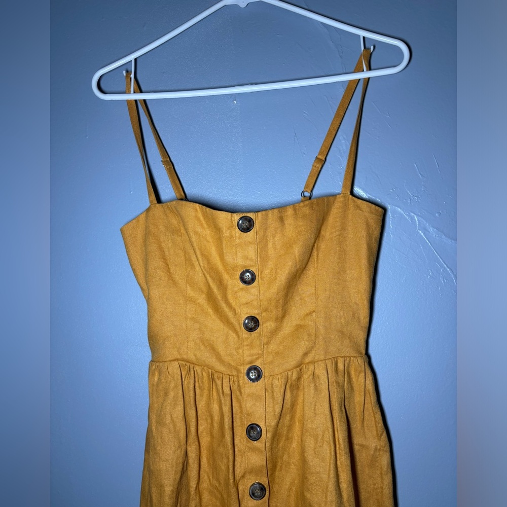 Reformation Mustard Yellow Button-Front Mini Dress - Picture 2 of 6